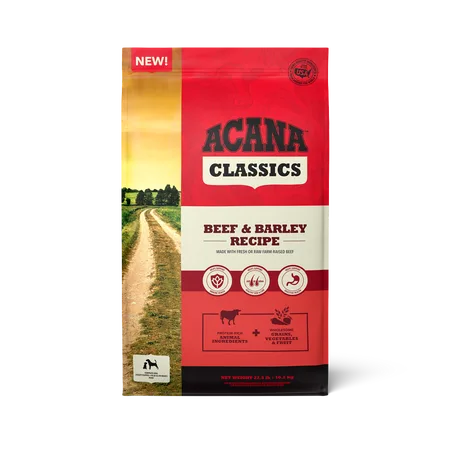 Classics, Beef and Barley Recipe Dry Dog Food package