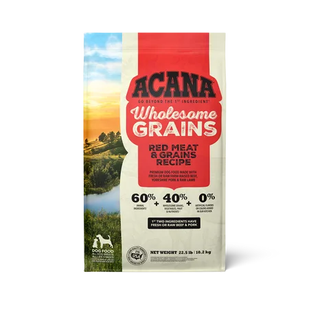 Wholesome Grains, Red Meat & Grains Recipe Dry Dog Food package