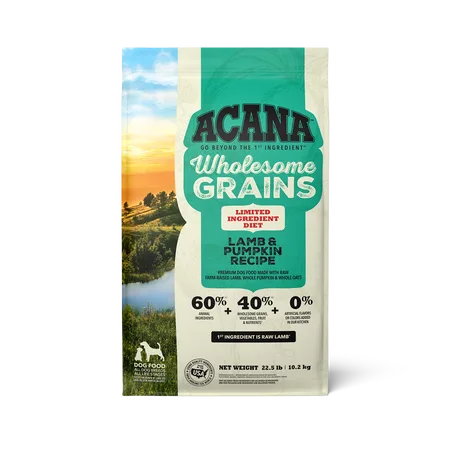 Wholesome Grains, Lamb & Pumpkin Recipe, Limited Ingredient Diet Dry Dog Food package