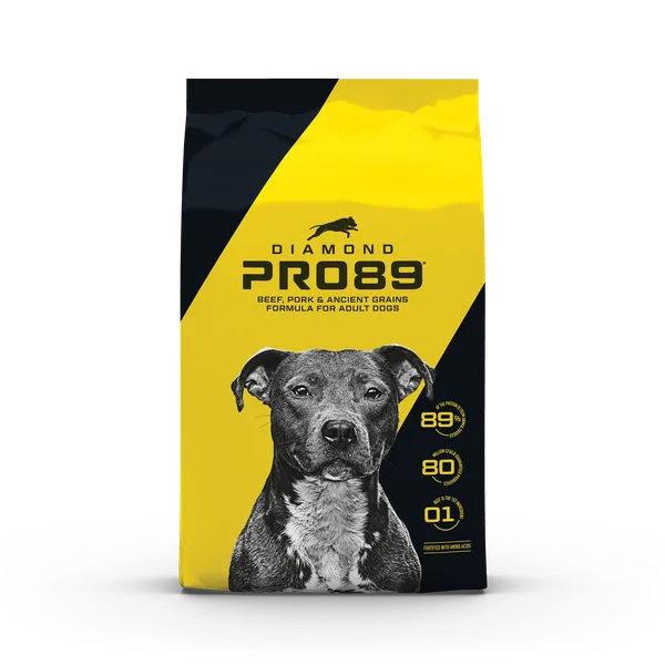 Diamond Pro89 BEEF, PORK & ANCIENT GRAINS FORMULA FOR ADULT DOGS package