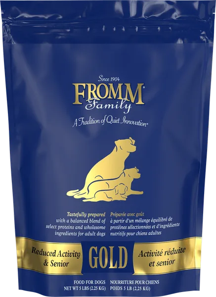 Reduced Activity & Senior Gold Dog Food package