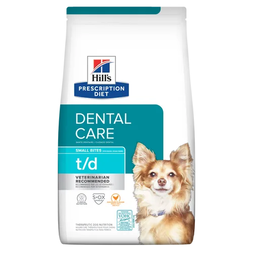 t/d Small Bites Chicken Flavor Dry Dog Food package