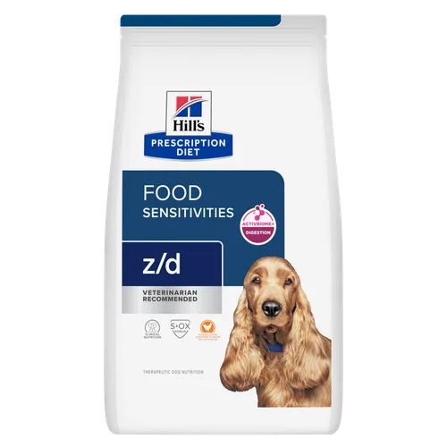 Prescription Diet z/d Food Sensitivities Dry Dog Food package