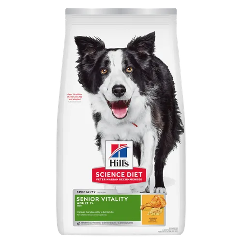 Adult 7+ Senior Vitality Chicken Recipe Dog Food package