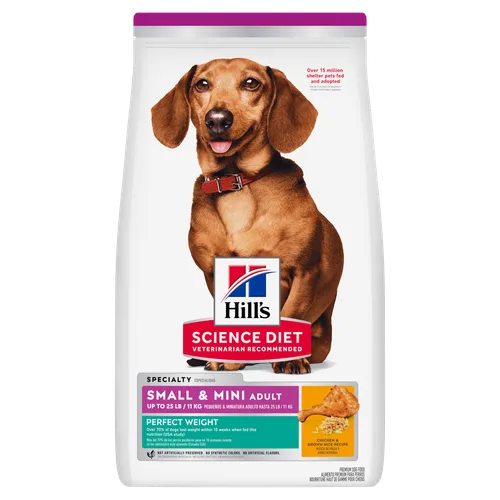 Adult Perfect Weight Small & Mini Chicken & Brown Rice Recipe Dog Food package