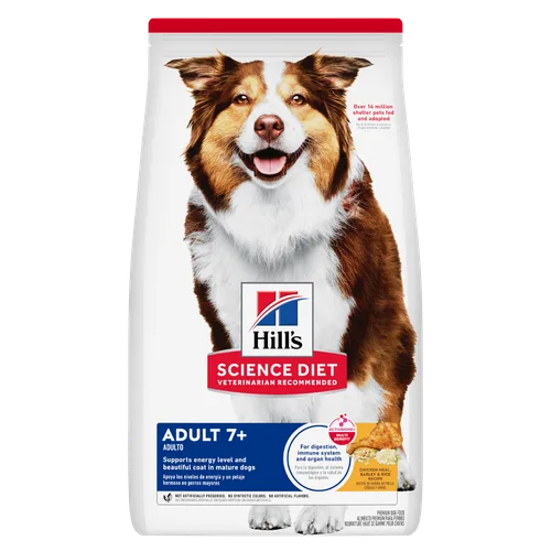 Adult 7+ Chicken Meal, Barley & Rice Recipe Dog Food package