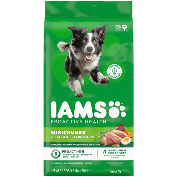 IAMS Proactive Health Adult Minichunks Chicken & Whole Grain Recipe Dry Dog Food package