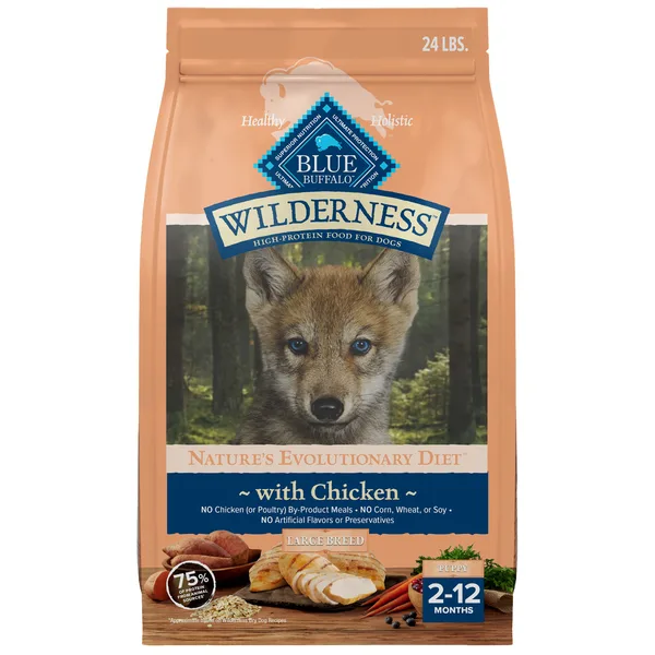 Blue Buffalo Wilderness High Protein, Chicken Large Breed Puppy Dry Dog Food package