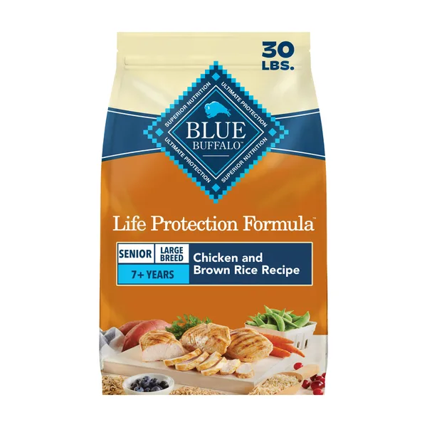 Blue Buffalo Life Protection Formula Large Breed Chicken & Brown Rice Senior Dry Dog Food package