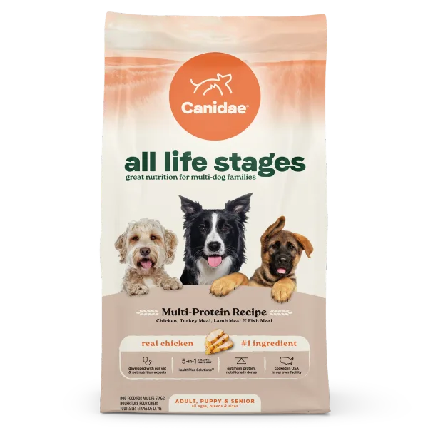 All Life Stages Dry Dog Food Multi-Protein Recipe package