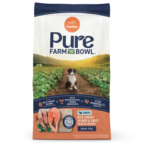 Pure Farm To Bowl Puppy Wild-Caught Salmon & Sweet Potato Recipe package