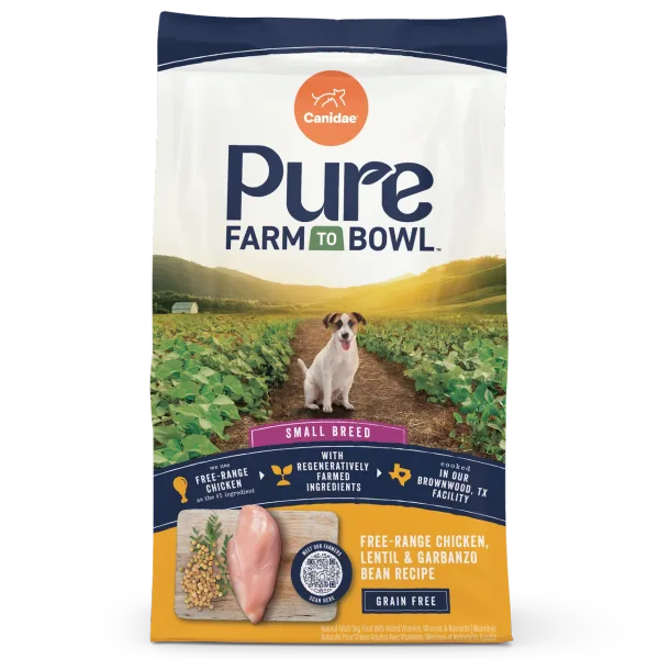 Pure Farm To Bowl Free-Range Chicken, Lentil & Garbanzo Bean, Small Breed Recipe package