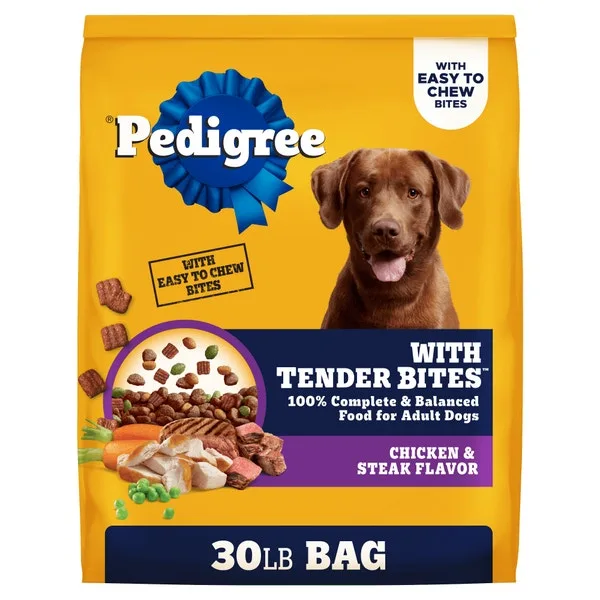 Pedigree With Tender Bites Adult Dry Dog Food, Chicken & Steak package