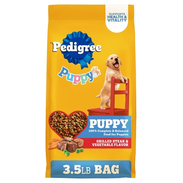 Puppy Dry Dog Food, Grilled Steak & Vegetable package