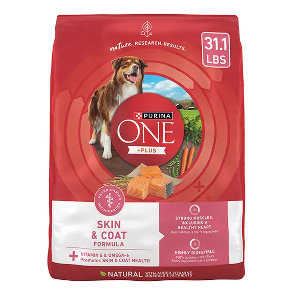 Purina ONE +Plus Skin & Coat Dry Dog Food - Natural, Salmon package