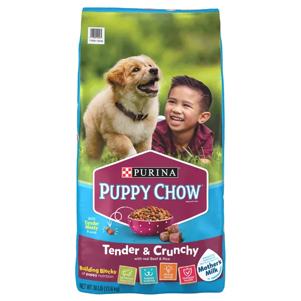 Purina Puppy Chow Tender & Crunchy Puppy Dry Dog Food - Beef package