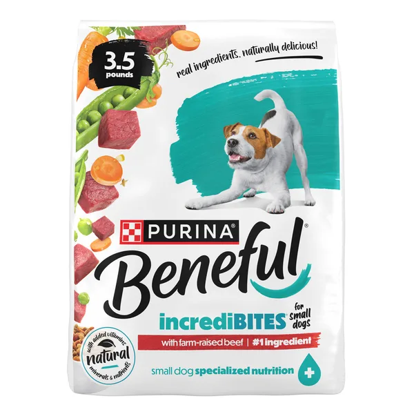 Purina Beneful IncrediBites Farm-Raised Beef Small Adult Dry Dog Food package