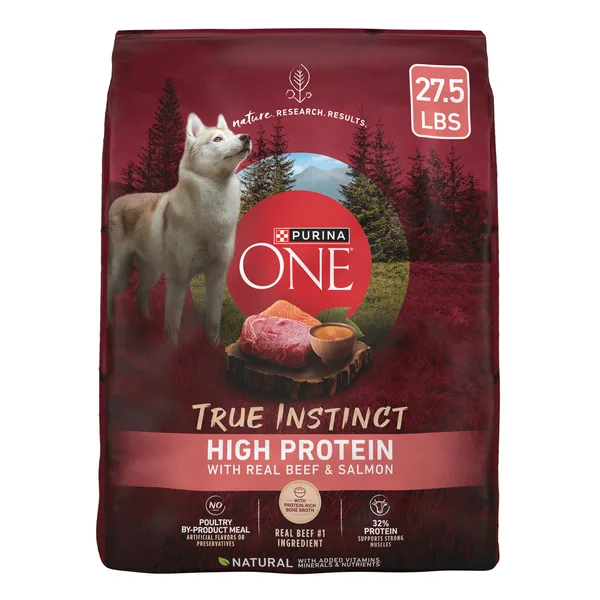 Purina ONE True Instinct High Protein Dry Dog Food - Natural, Beef & Salmon package