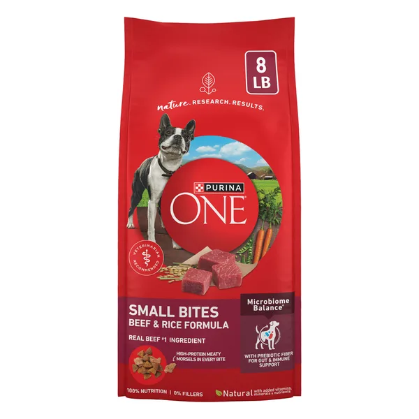 Purina ONE SmartBlend Small Bites Dry Dog Food - Natural, Beef & Rice package
