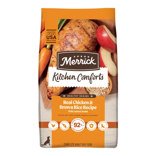 Kitchen Comforts Real Chicken & Brown Rice Dry Dog Food package