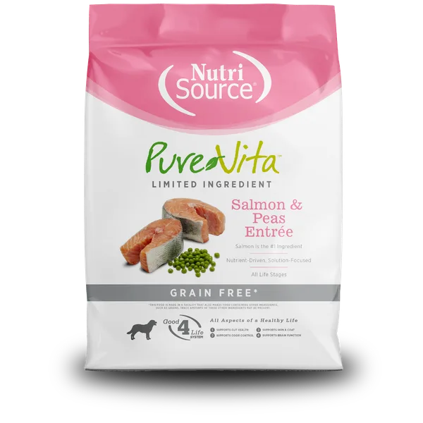 Pure Vita Grain Free Salmon & Peas Entrée Dog Food package