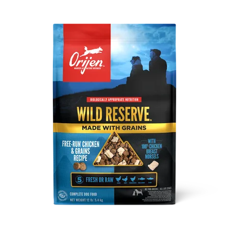 WILD RESERVE™, Free-run Chicken & Grains Dry Dog Food package