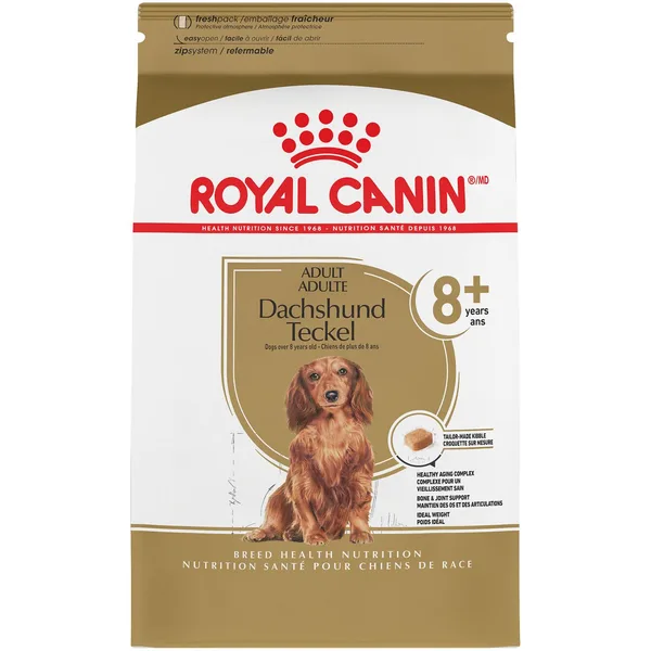 Dachshund 8+ Adult Dry Dog Food package