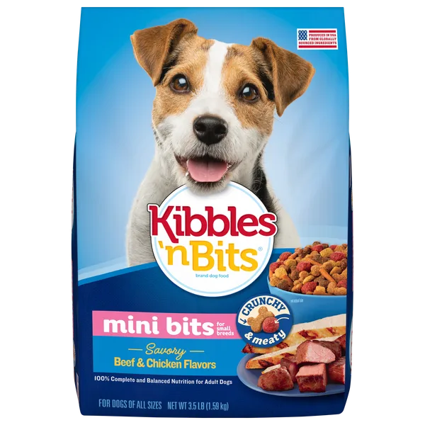 Kibbles ‘n Bits™ Mini Bits Small Breed Savory Beef & Chicken Flavors Dry Dog Food package
