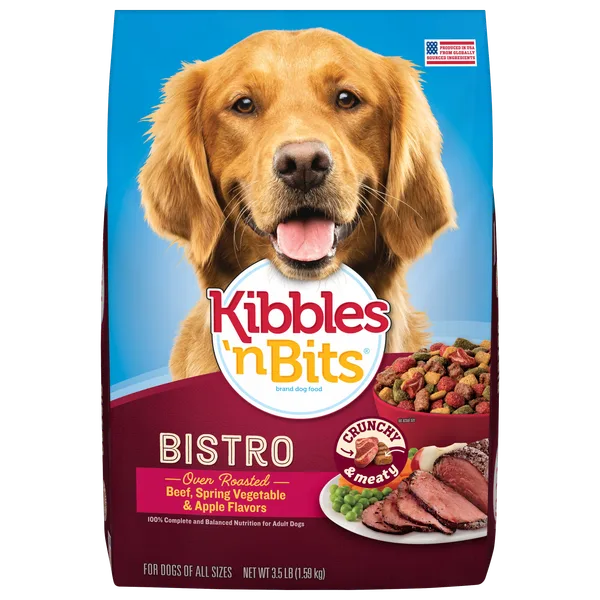 Kibbles ‘n Bits™ Bistro Oven Roasted Beef, Spring Vegetable & Apple Flavors Dry Dog Food package