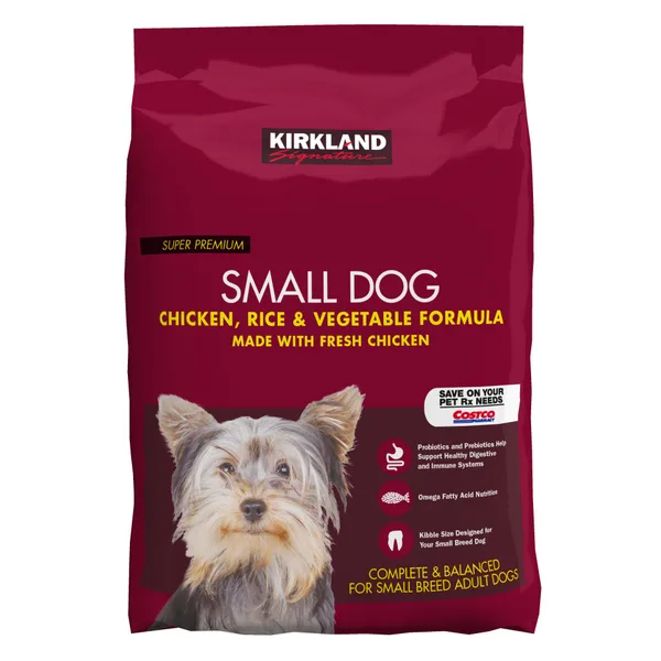 Kirkland Signature Small Formula Chicken & Vegetable Dog Food package