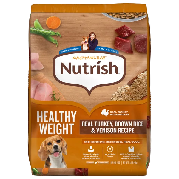 Rachael Ray® Nutrish™ Healthy Weight Adult Dry Dog Food Real Turkey, Brown Rice & Venison Recipe package
