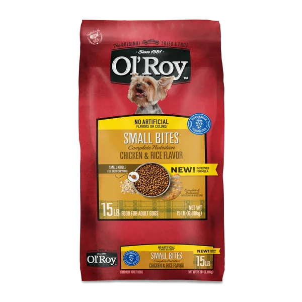 Ol' Roy Complete Nutrition Chicken and Rice Flavor Small Bites Dry Dog Food package